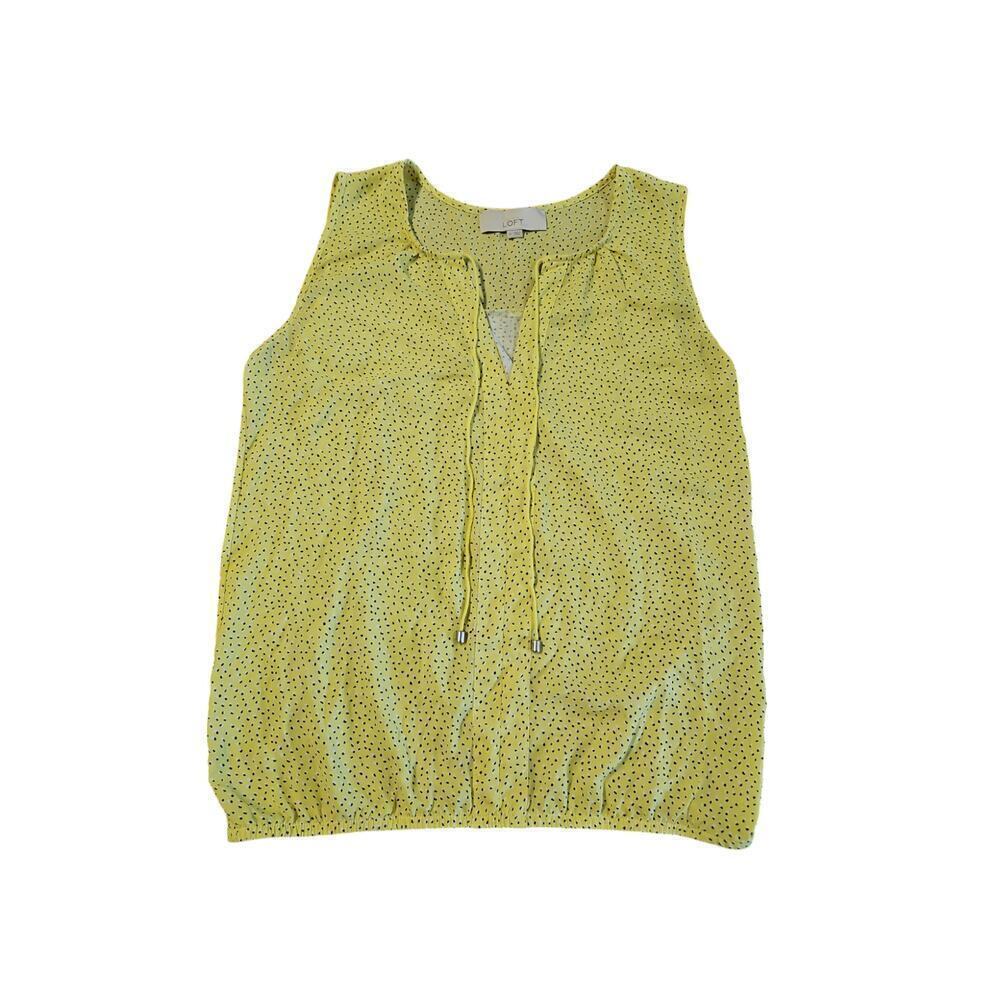 Ann Taylor Loft Women's Yellow & Black Speckled Sleeveless Blouse Sz Medium